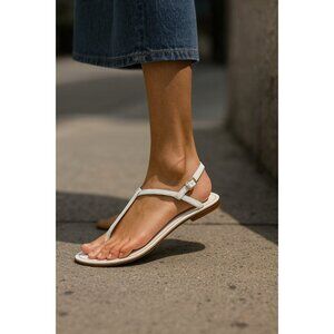 I Magnin Leather Sandals Women’s Size 9M White Minimalist Italian Made Vera Cuoi